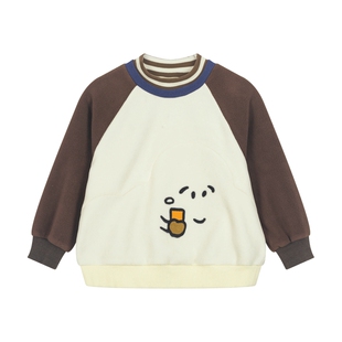 马拉丁儿童卫衣冬装女童小童德绒半高领撞色圆领卫衣