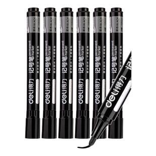 得力记号笔粗头黑色油性快干防水标记笔物流用快递笔防油不掉色黑笔油墨笔油性笔大头笔工地做记号纤维头