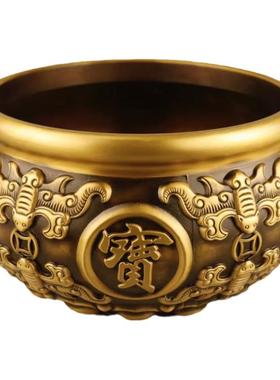 醉芒全黄铜聚宝盆存钱罐米缸装饰