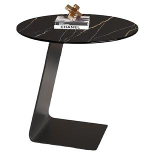 客厅沙发小边几轻奢现代简约岩板高级感极简茶几圆桌床头创意边桌