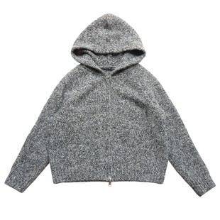 鹿与飞鸟“斑斓之夜”含绵羊毛杂色花纱两色针织连帽毛衣开衫7228