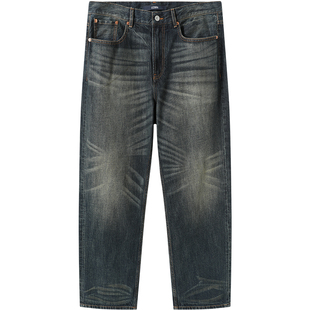 LEZORA 美式RR的vintage泥染水洗！美cone猫须直筒宽松牛仔裤男秋