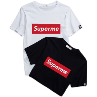 2023夏季新款黑色T男宽松百搭男女情侣t恤潮流纯棉半袖Supermet恤