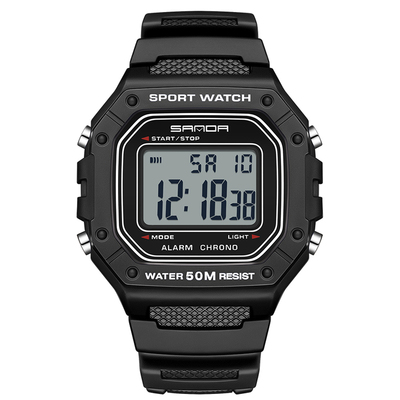 小方块手表男女初高中学生儿童青少年夜光防水防摔闹钟计时电子表