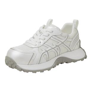 千百度厚底网面老爹鞋女2026春季新款百搭显脚小阿甘休闲运动鞋女