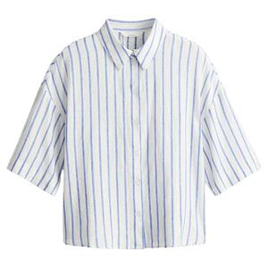 HM女装衬衫夏季时尚通勤休闲极简松驰感亚麻混纺麻质衬衫1256936