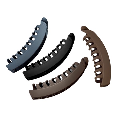 韩式新款磨砂小一字香蕉抓夹百搭马尾夹子带齿发夹网红头饰饰品