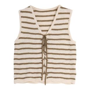 西町村屋条纹背心女百搭春新款学院风针织叠穿短款马甲AA9222009