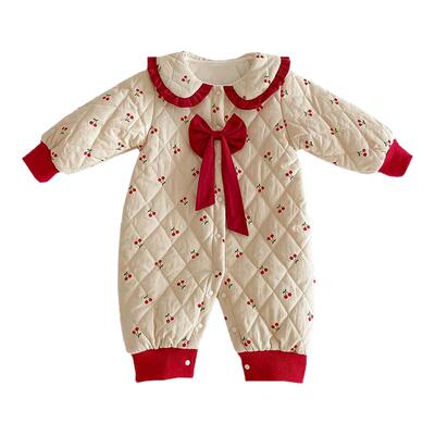 婴儿连体衣冬装女宝宝衣服公主洋气加绒夹棉百天外出哈衣冬季抱衣