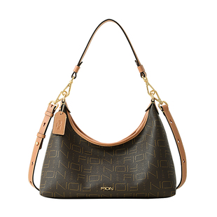 Fion/菲安妮女包老花腋下包复古HOBO包大容量通勤单肩斜挎托特包