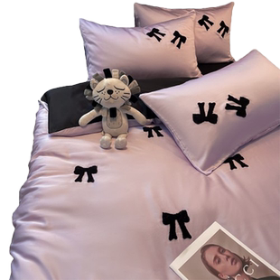 夏季凉感冰丝四件套少女学生宿舍床上三件套水洗真丝床单家用被套