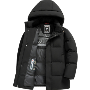 雪中飞男士羽绒服中长款高端大鹅绒加厚保暖中老年爸爸装冬季外套