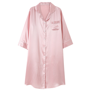 猫人睡裙女款夏季冰丝2025年新款丝绸夏天套装衬衫睡衣家居服