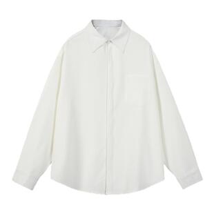 XAKA秋季美式休闲基础款长袖衬衫男简约百搭通勤高级感白色衬衣女
