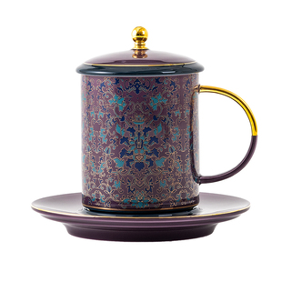 祥裕中式国潮珐琅彩陶瓷办公杯家用水杯马克杯高档礼盒装商务礼品