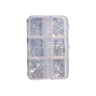 美甲平底钻混搭超闪网红爆款指甲钻石饰品透明AB正方形异形钻盒装