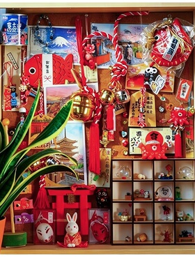 日本旅行纪念盒文创潮玩收纳吧唧收藏开门款二次元高级拼豆展示板