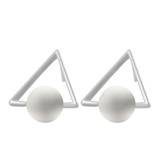 可爱百搭简约S925纯银气质唯美几何三角形珍珠耳钉女款耳饰品礼物
