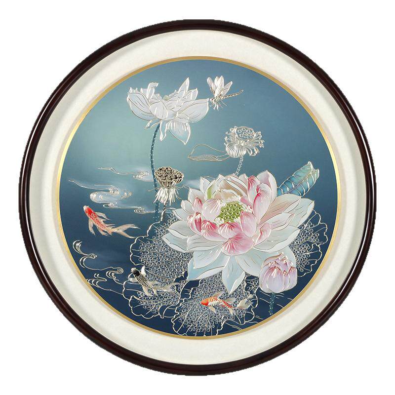 金玉满堂手工铜雕装饰画荷花锦鲤
