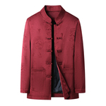 立领唐装外套男春秋薄款中式中国风印花中老年人爸爸宽松复古套装