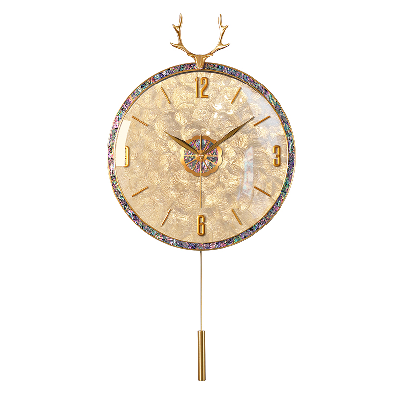 轻奢贝壳挂钟客厅2025新款现代艺术创意高级感石英挂墙挂表时钟表