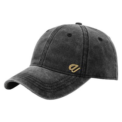 路瓦棒球帽做旧男春秋牛仔布