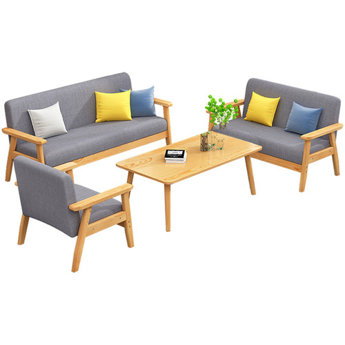 简易沙发小户型客厅简约现代出租房实木布艺办公室公寓经济小沙发