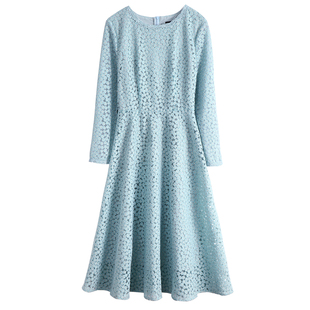 未风蕾丝连衣裙女春季2026春装新款女装品牌名媛气质收腰长袖裙子