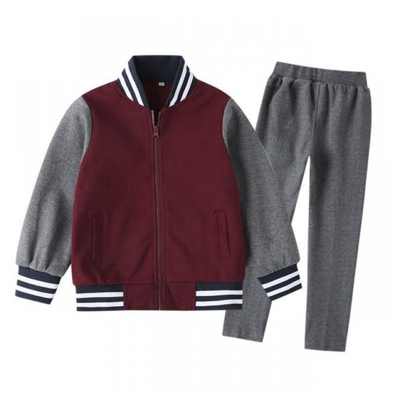 中小学生校服运动套装秋枣红长袖校服/园服