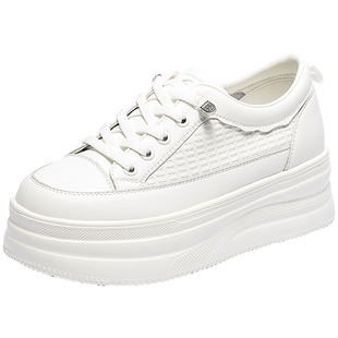 森达小白鞋女款百搭商场同款超火增高厚底白色板鞋配裙子XSD01