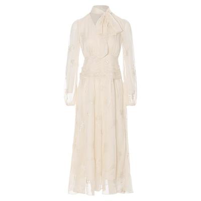 从那以后法式白色连衣裙礼服长裙