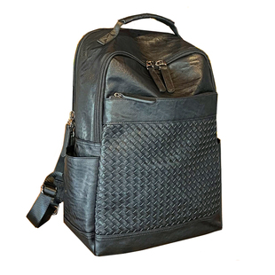 2025新款双肩包男大容量休闲旅行电脑背包编织时尚潮流短途行李袋