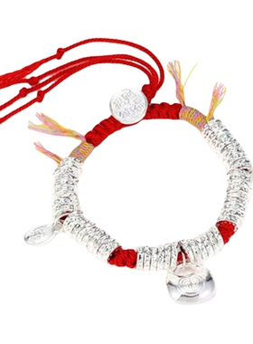 纯银小胖福红绳手链新中式礼物