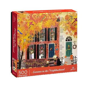 正版galison秋天邻里的秋天拼图500片进口成人版女生节日礼物