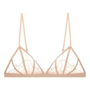 HER SENSES/何识独白系列抽象线条刺绣三角杯无钢圈文胸B131