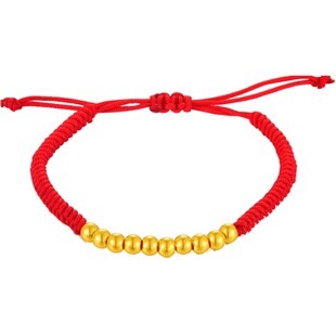 百泰首饰红绳手链黄金迷你小足金999宝宝金饰满月周岁礼物