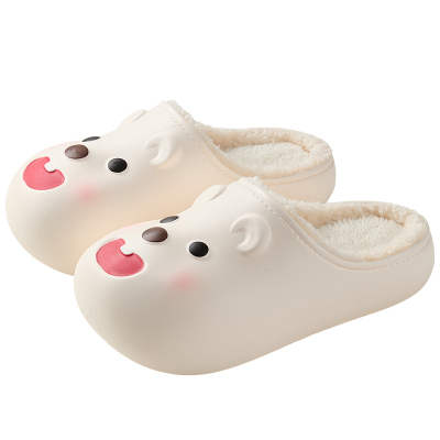 2025新款小海狸拖鞋女冬季居家室内防水防滑厚底加绒可外穿棉拖鞋