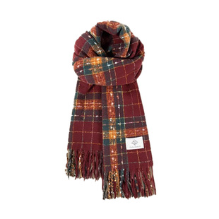 格子围巾女2025冬季新款仿羊绒围脖韩系节日氛围感百搭学生送礼物