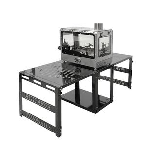 荒野猎人户外大柴火炉拓展桌烤箱颗粒仓庭院野餐灶露营帐篷取暖炉