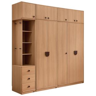 全友家居原木风儿童衣柜卧室家用新款简约成品组合衣橱带顶柜边柜