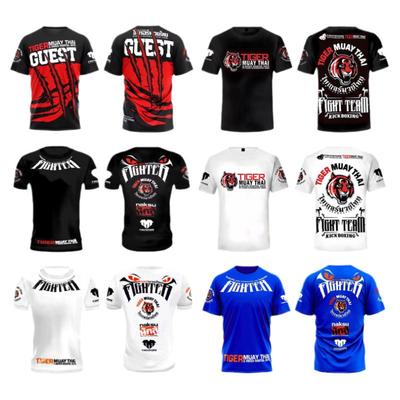 UFC泰国老虎拳馆训练T恤综合格斗运动健身速干短MMA袖圆领T恤