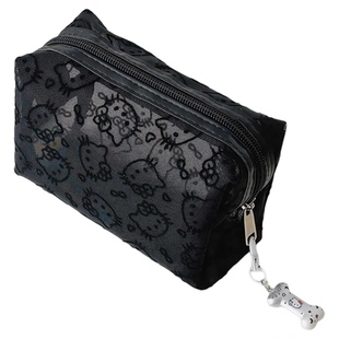 新款可爱kitty猫印花网纱补妆化妆包便携式随身携带洗漱包收纳包