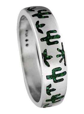 纯银复古纳瓦霍绿色孔雀石戒指