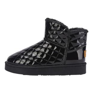 回力雪地靴女2025新款冬季加绒加厚短款棉鞋女银灰皮面防水雪地棉