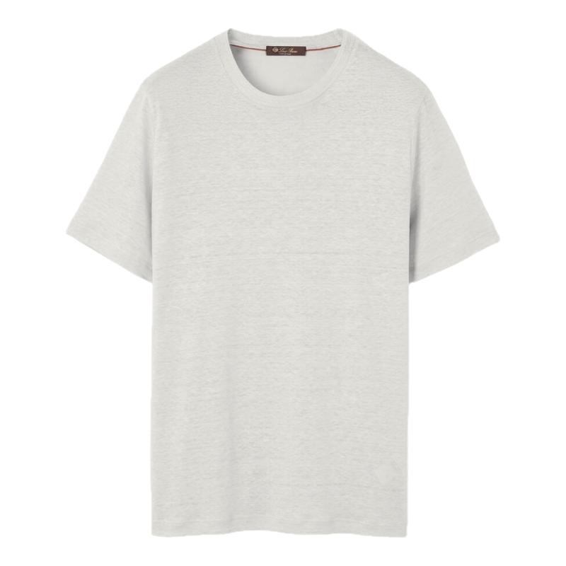 LoroPiana/诺悠翩雅男士亚麻短袖圆领T恤波浪纹新款舒适上衣