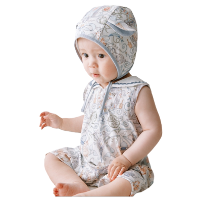 Oak Family婴儿无袖背心包屁衣夏季薄款纯棉新生儿爬服宝宝连体衣