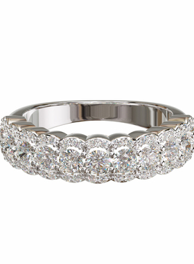 18K金圆石围镶半圈光面戒轻奢小众设计感婚戒可定制百搭食指戒