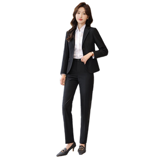 罗蒙女士气质职业西服套装2026秋季商务休闲显瘦正装西装两件套女