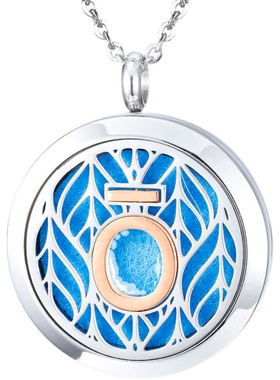 多特瑞镂空彩标钛钢扩香精油项链