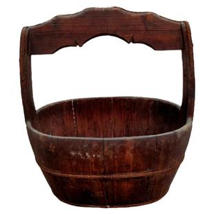 民俗物件洗衣盆脸盆怀旧农家院木桶影视道具手提家用水桶老式木盆